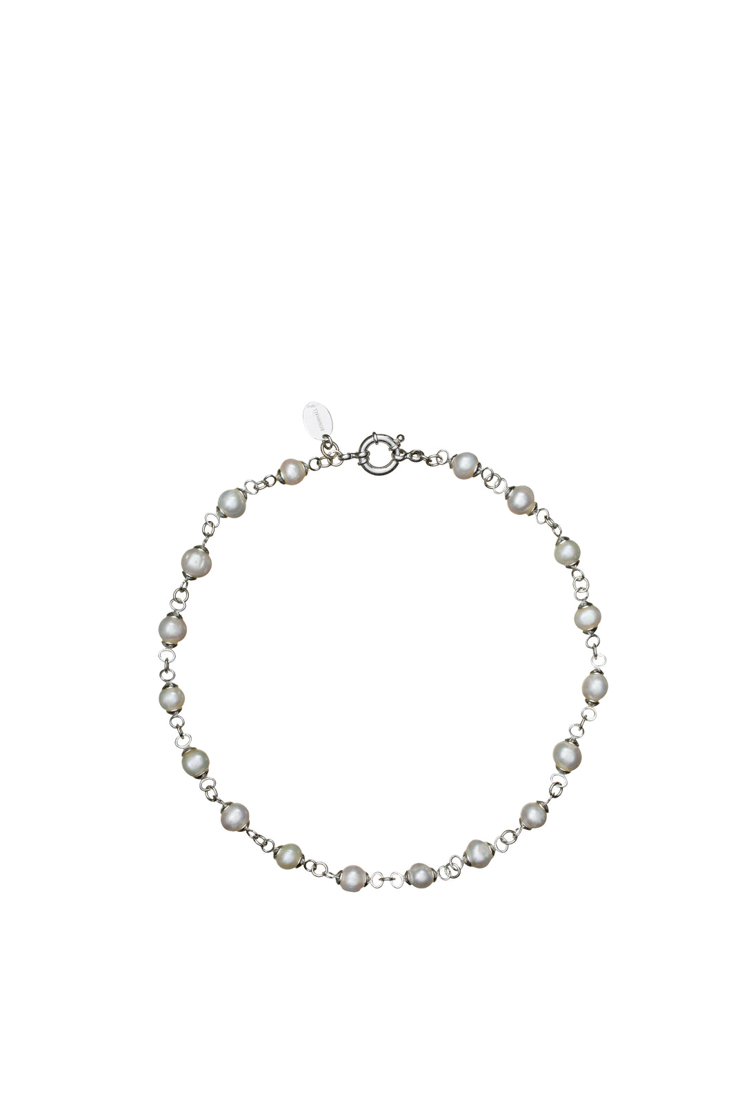 Round Pearl Necklace with Silver loops