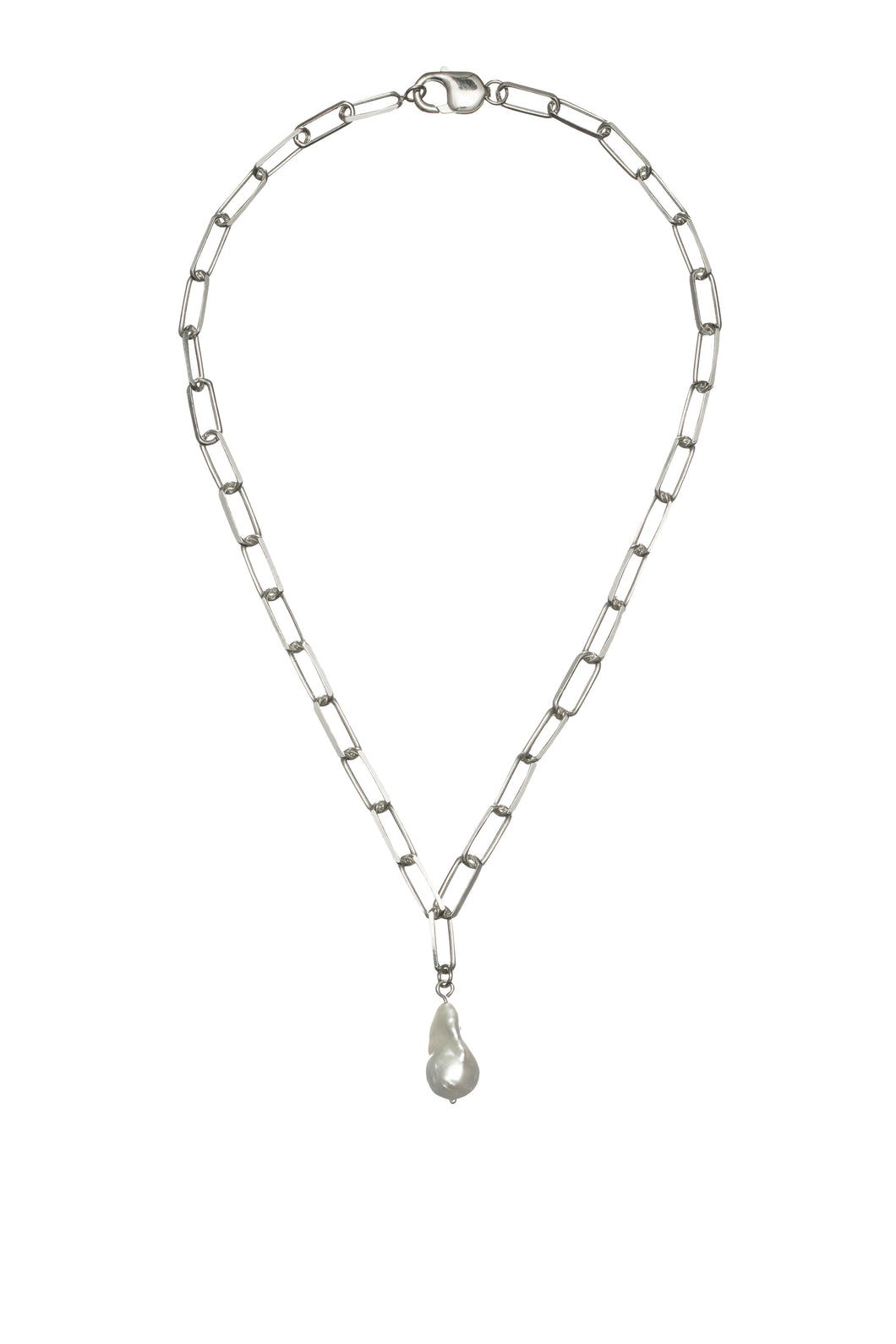 Silver Chain small Baroque pearl
